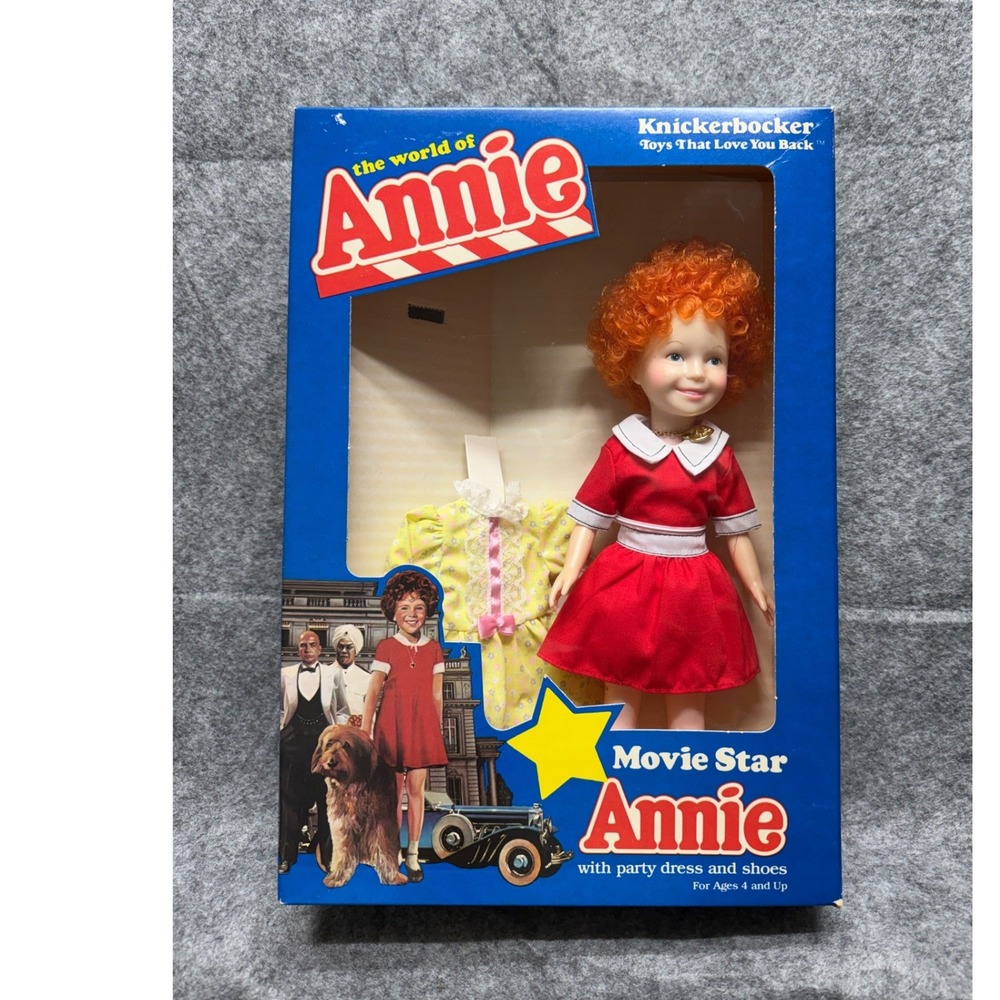 Vintage 1982 Knickerbocker Movie Star Annie Doll with Party Dress and Shoes